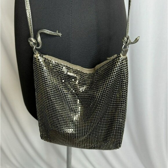 Vintage Whiting & Davis Antique Bronze Mesh Shoulder Evening Bag Purse